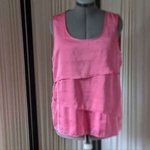 Vintage, early 00's, satiny, ruffles pink top.